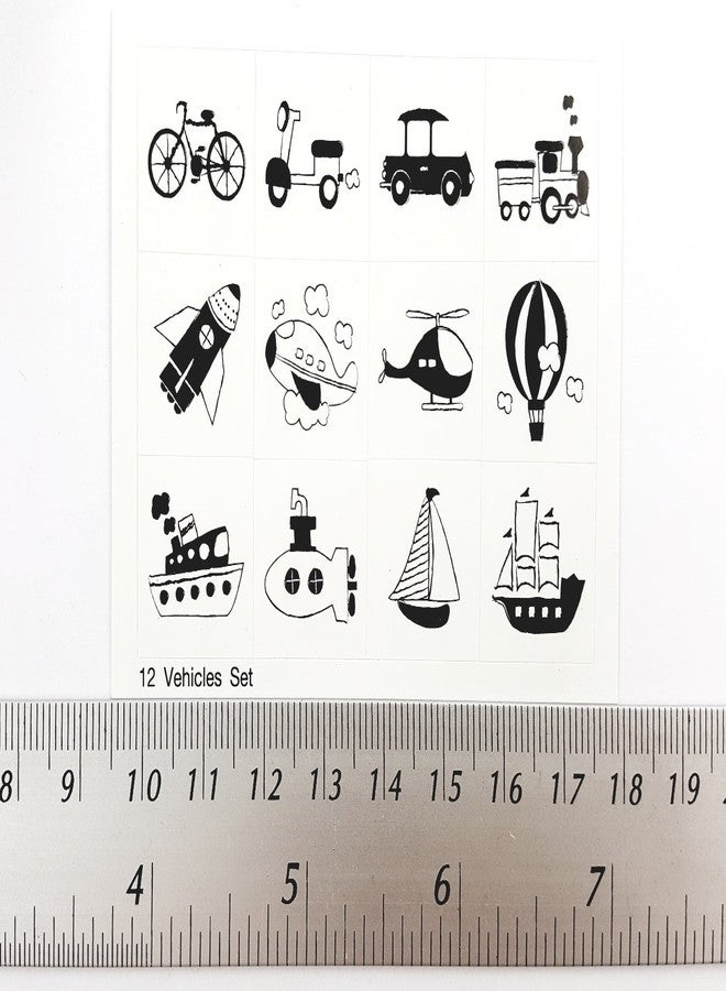 Np Crafts 12 Kids Rubber Stamp Scrapbook Supply Stamper Toy Car Boy Rocket Rubber Stamp Set (CR023) - Image 4